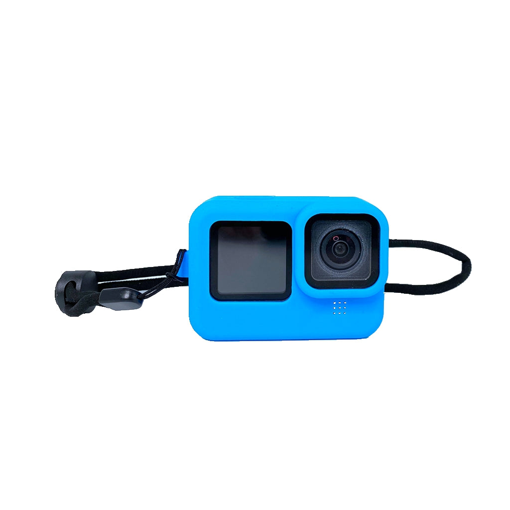 Silicone Protective Housing Frame Case and Lens Cap for GoPro Hero 9 - Blue
