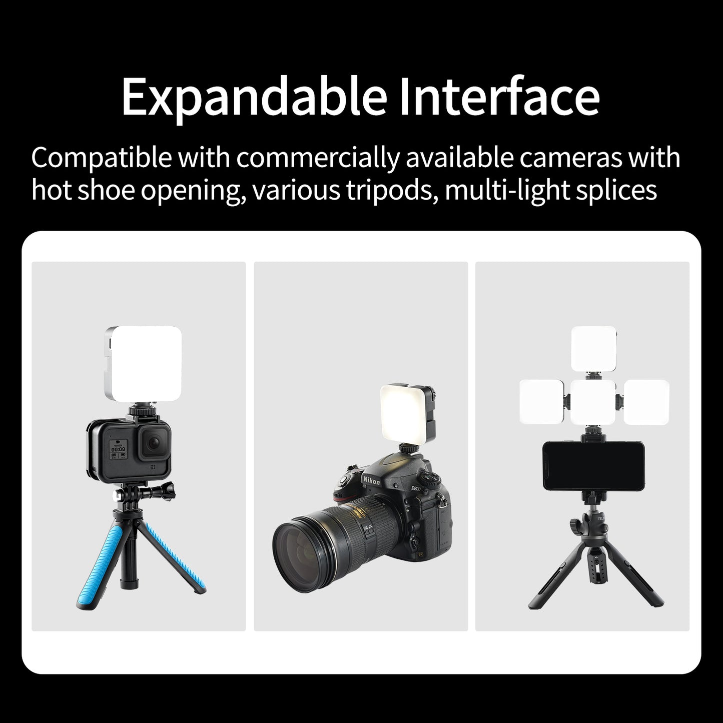 Uniqkart TE-LGT-001 RGB LED Video Light Portable Photographic Lighting Vlog Fill Light Smartphone DSLR SLR Lamp