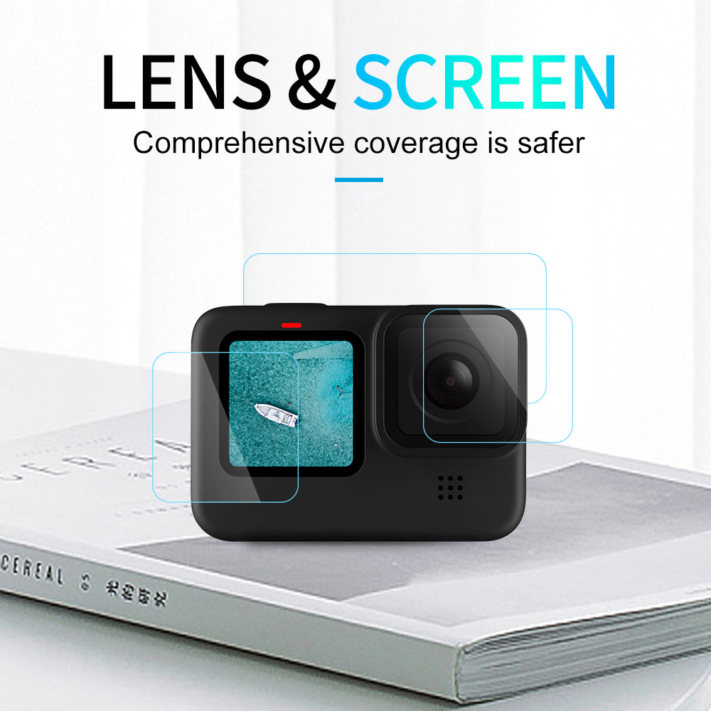 TELESIN Lens + Front and Back LCD Display Tempered Glass Film for GoPro Hero 9 / 10 / 11