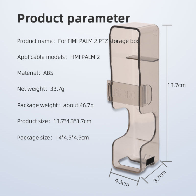 EWB8437 +FL7395 ABS Transparent Camera Case Storage Box Lanyard for FIMI PALM 2 Handheld Camera