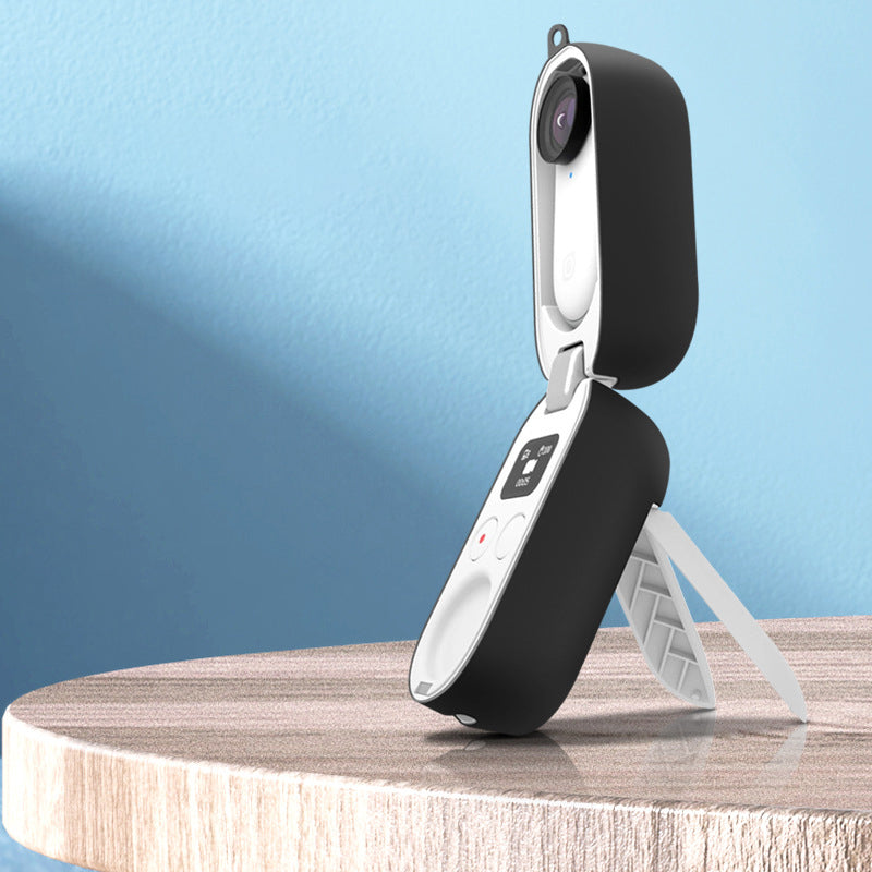 2Pcs/Set for Insta360 Go2 Sports Camera Protective Cover+Charging Case Silicone Non-slip Sleeve - Black