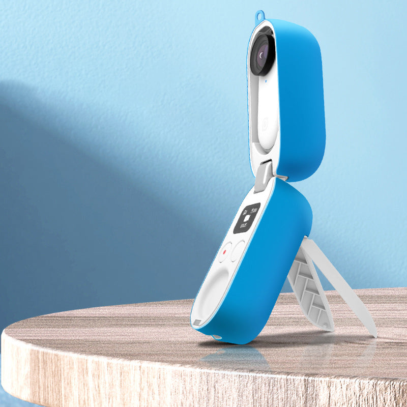 2Pcs/Set for Insta360 Go2 Sports Camera Protective Cover+Charging Case Silicone Non-slip Sleeve - Blue