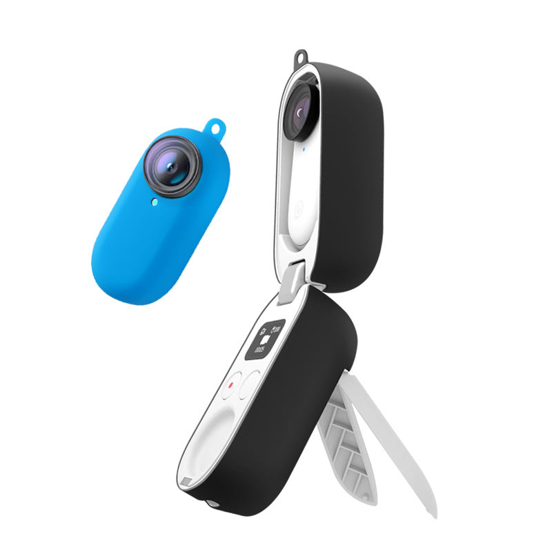 2Pcs/Set for Insta360 Go2 Sports Camera Protective Cover+Charging Case Silicone Non-slip Sleeve - Blue
