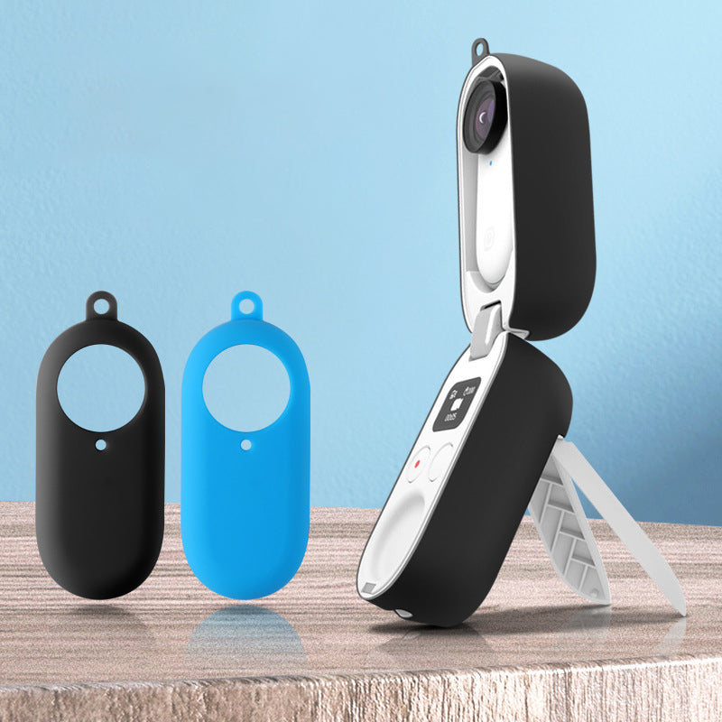 2Pcs/Set for Insta360 Go2 Sports Camera Protective Cover+Charging Case Silicone Non-slip Sleeve - Blue