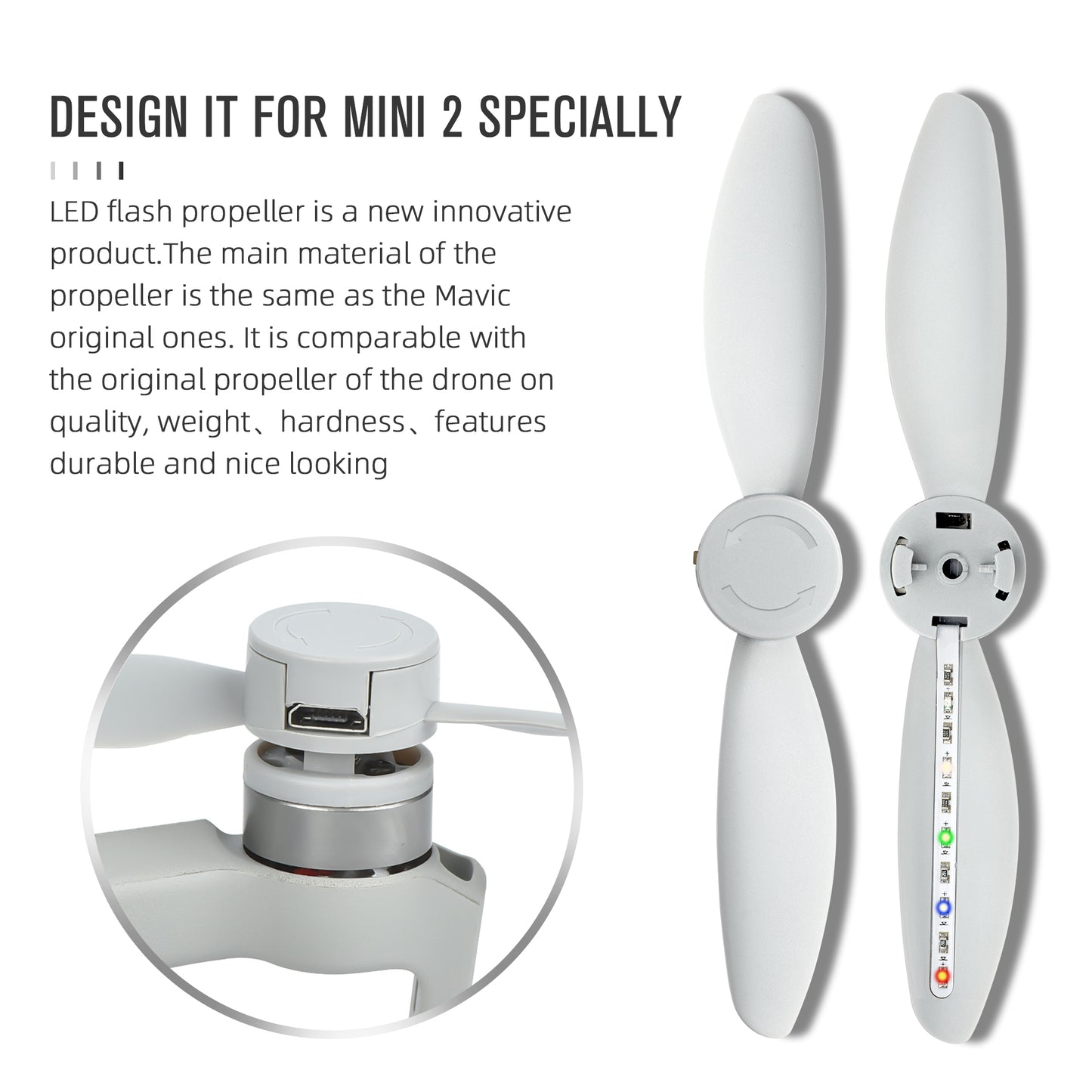 1 Pair STARTRC 1109815 LED Flash Propeller Rechargeable Luminous Blade Spare Parts for DJI Mini 2