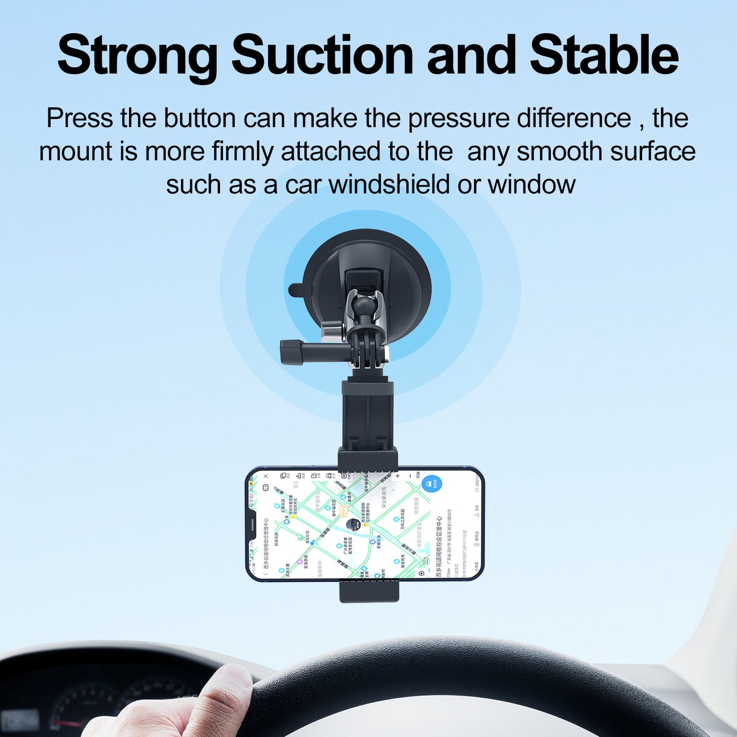 TELESIN TE-SUC-010 Car Phone Holder Suction Cup 360° Adjustable Universal 1/4 Standard Adapter for GoPro Insta360 Osmo Action Camera