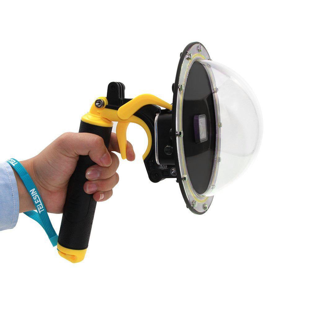 Uniqkart GP-DMP-T05 30M Waterproof Dome Port Underwater Housing Case Cover with Floating Handle Trigger for GoPro Hero 7/6/5