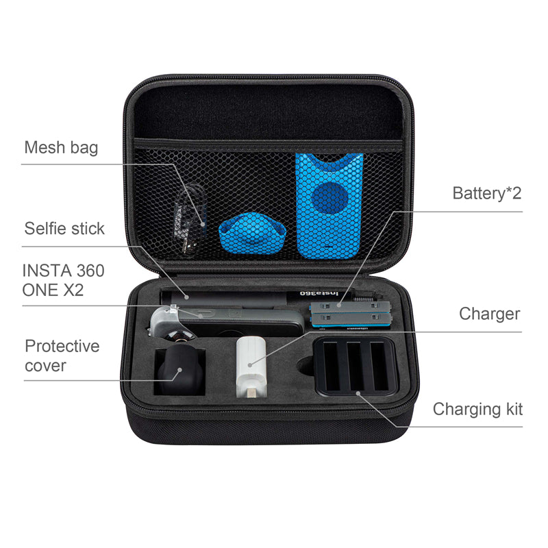 Uniqkart 1109916 Storage Case Carrying Handbag Protective Bag for Insta360 ONE X2 Panoramic Camera