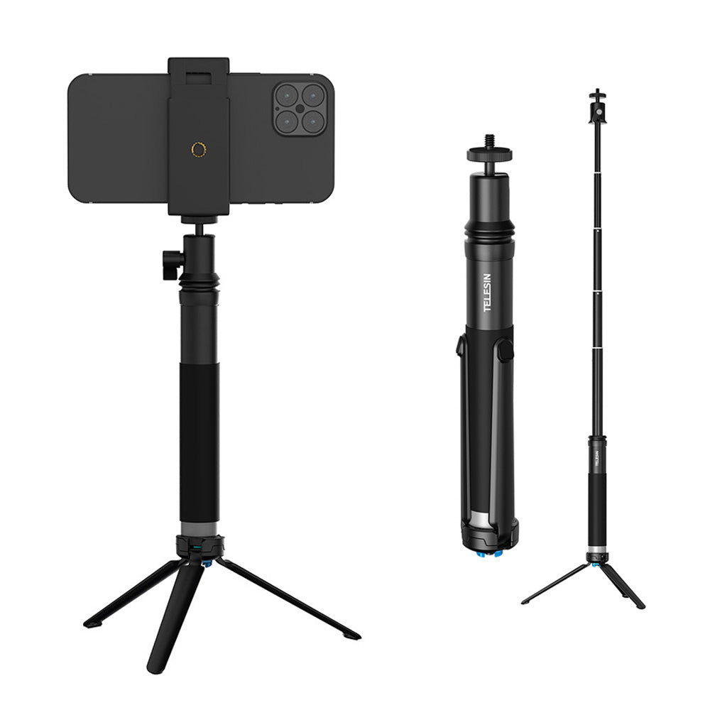 TELESIN GP-MNP-093-H 0.9m Aluminum Alloy Selfie Stick 360° Rotation Ball Head Phone Holder Tripod Mount