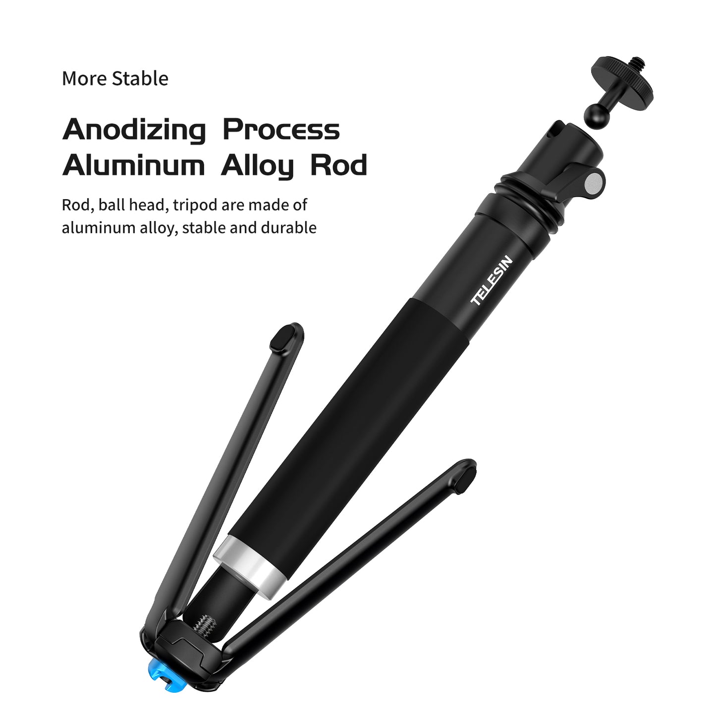 TELESIN GP-MNP-093-H 0.9m Aluminum Alloy Selfie Stick 360° Rotation Ball Head Phone Holder Tripod Mount
