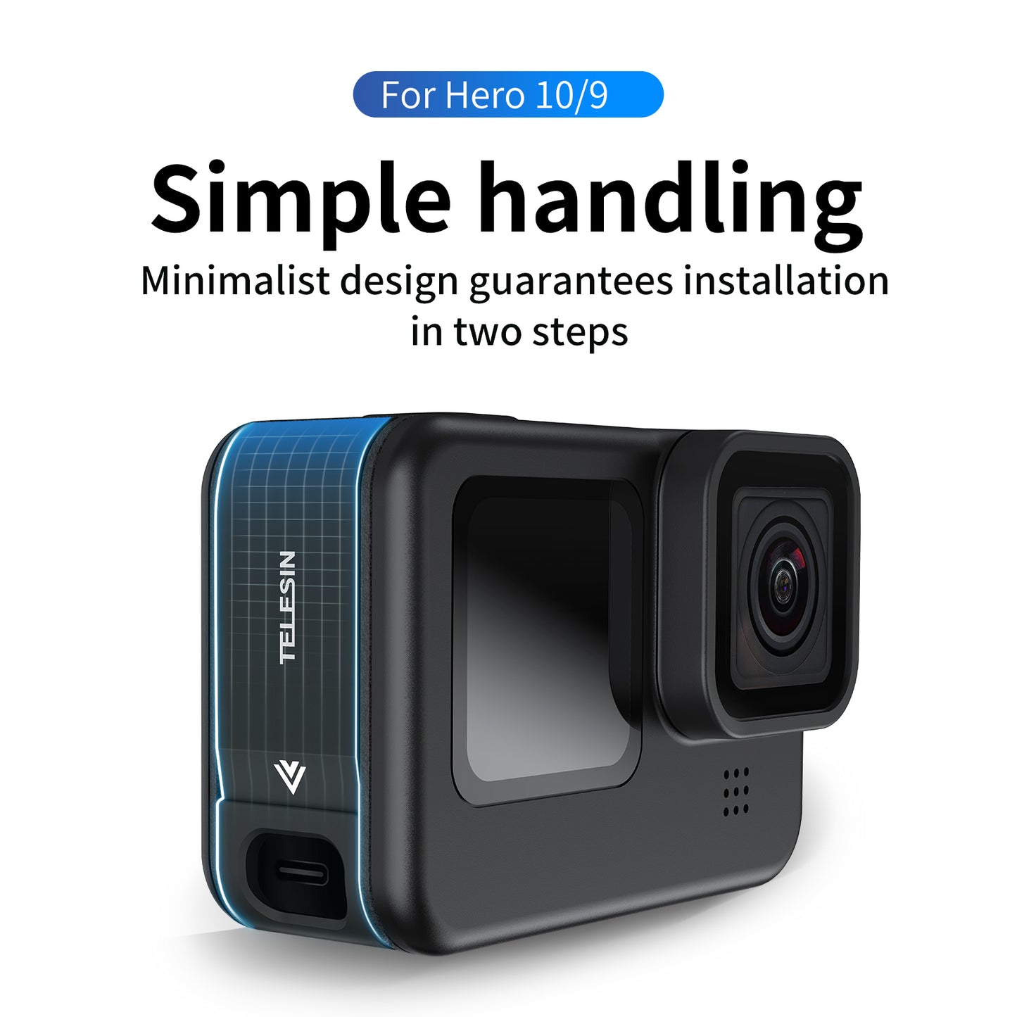 TELESIN GP-CLC-902 Metal Frame Battery Side Cover with Charging Hole for GoPro Hero 9