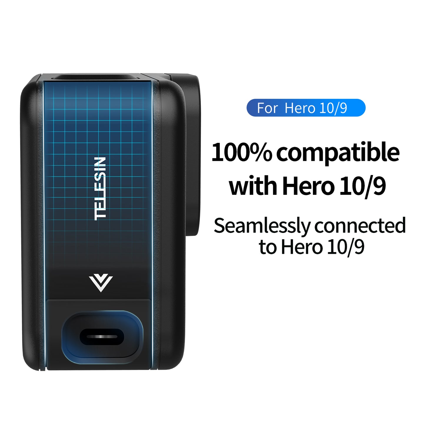 TELESIN GP-CLC-902 Metal Frame Battery Side Cover with Charging Hole for GoPro Hero 9