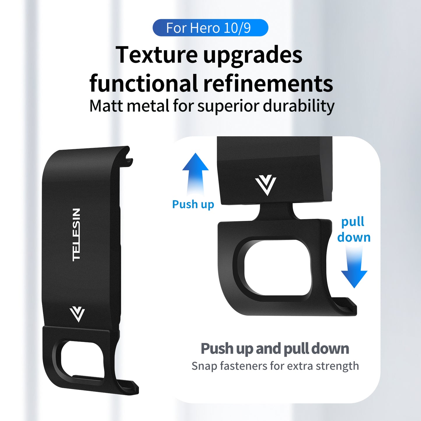 TELESIN GP-CLC-902 Metal Frame Battery Side Cover with Charging Hole for GoPro Hero 9