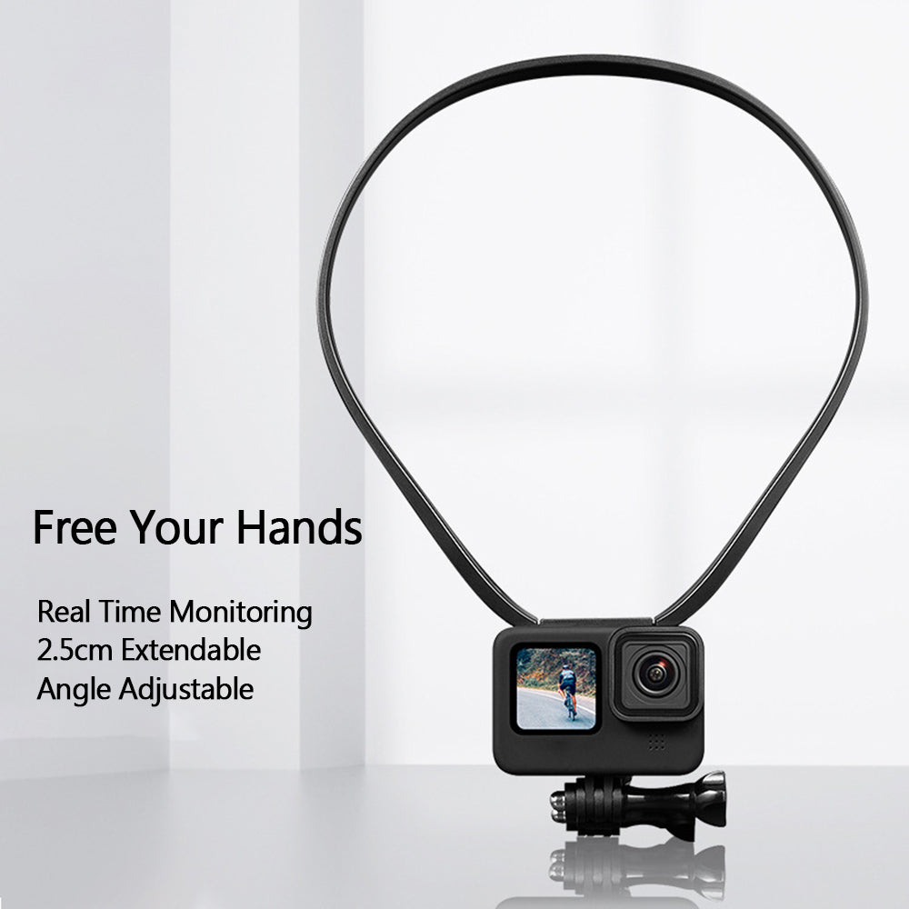 Uniqkart GP-HNB-U1 Hands-free Neck Camera Holder Mount Stand Bracket for GoPro Hero 9 / 10 / 11 / 8 Action Camera Smartphone