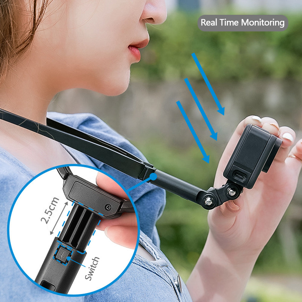 Uniqkart GP-HNB-U1 Hands-free Neck Camera Holder Mount Stand Bracket for GoPro Hero 9 / 10 / 11 / 8 Action Camera Smartphone