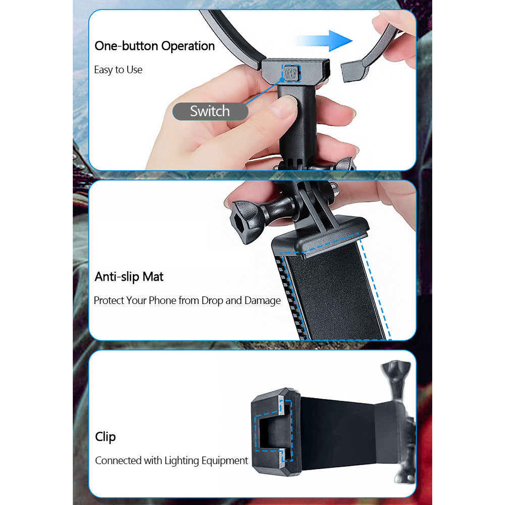 Uniqkart GP-HNB-U1 Hands-free Neck Camera Holder Mount Stand Bracket for GoPro Hero 9 / 10 / 11 / 8 Action Camera Smartphone