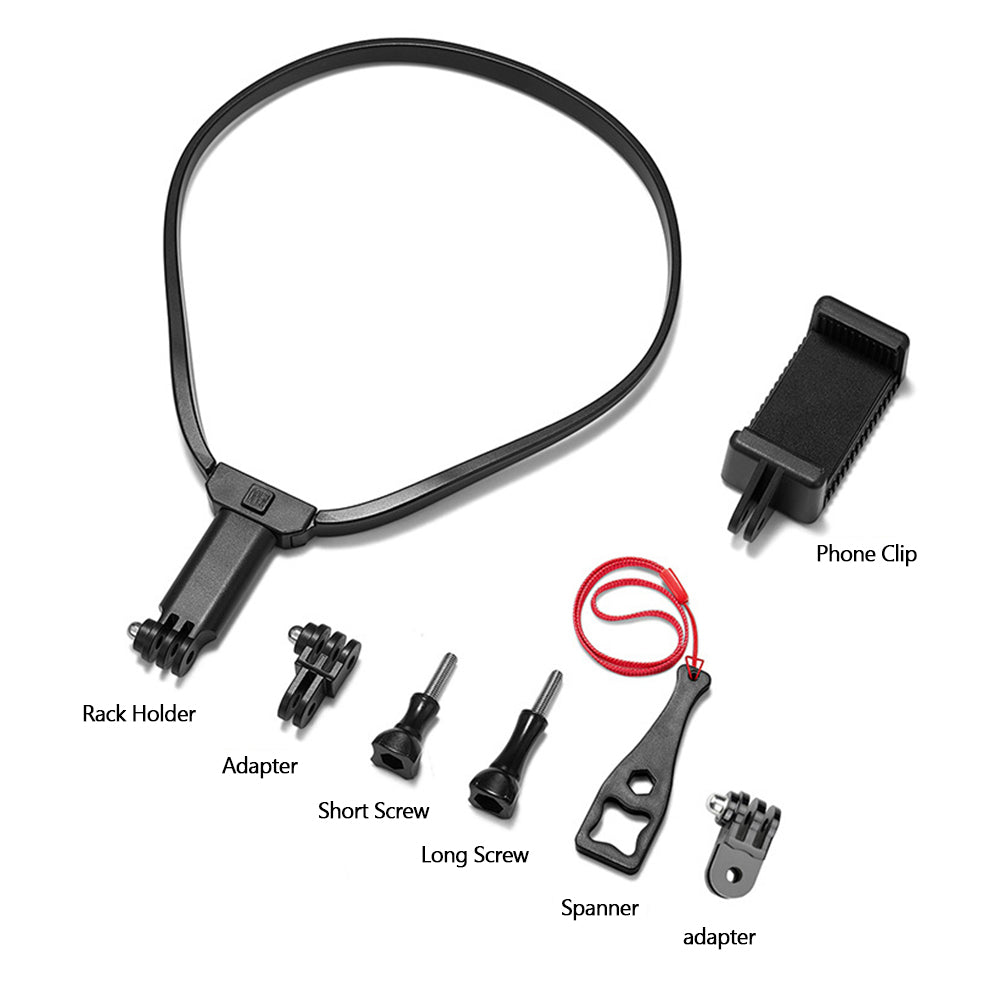 Uniqkart GP-HNB-U1 Hands-free Neck Camera Holder Mount Stand Bracket for GoPro Hero 9 / 10 / 11 / 8 Action Camera Smartphone