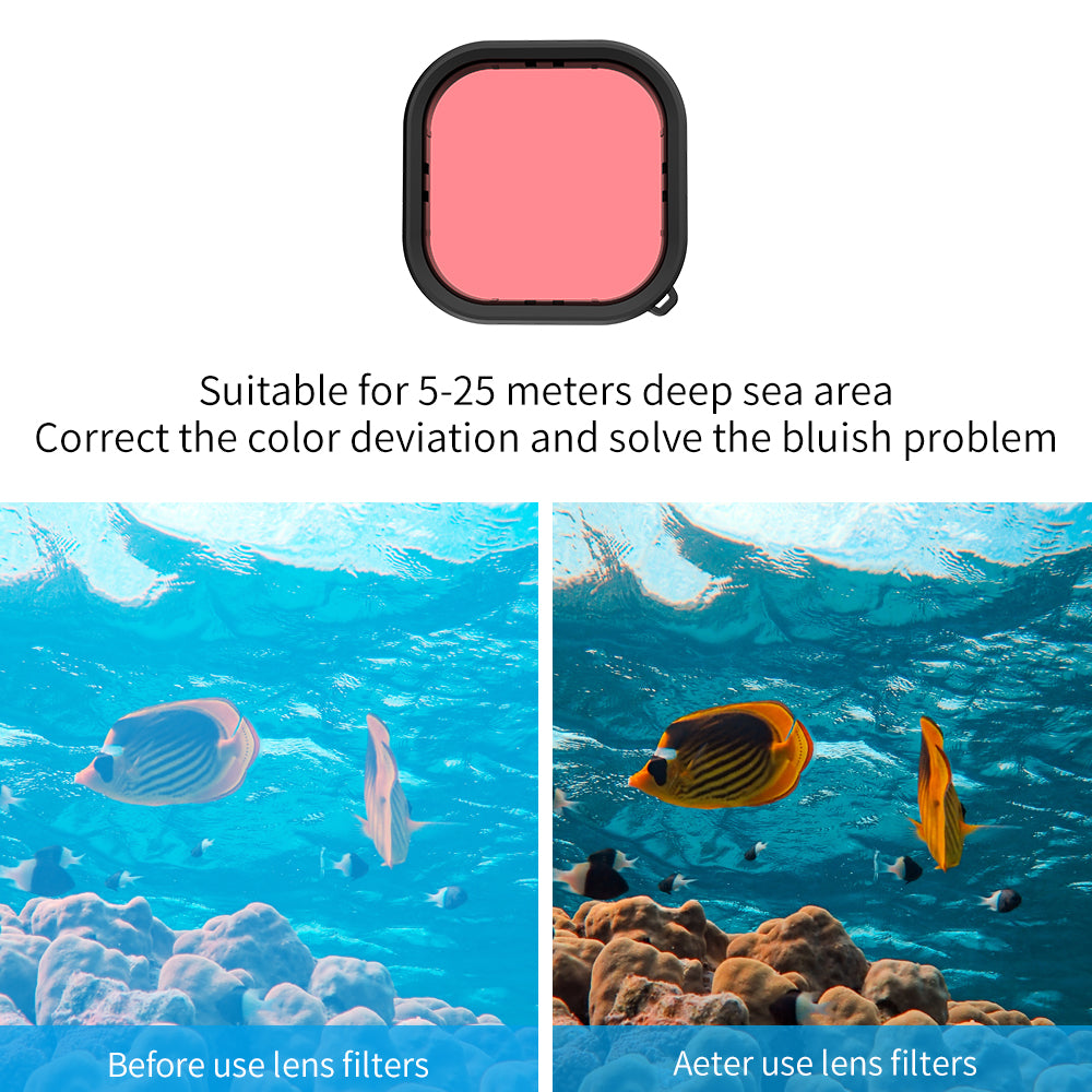 Uniqkart GP-FLT-904 3Pcs / Set Red Magenta Purple Filter Lens for GoPro Hero 9 / 10 / 11 Waterproof Diving Case