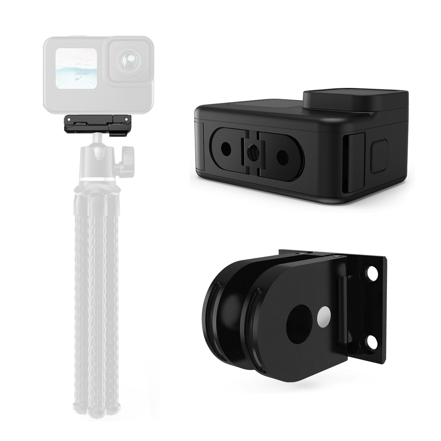 TELESIN Dual Port Connector Action Camera Bottom Adapter for GoPro Hero 9 / 10 / 11 / 8