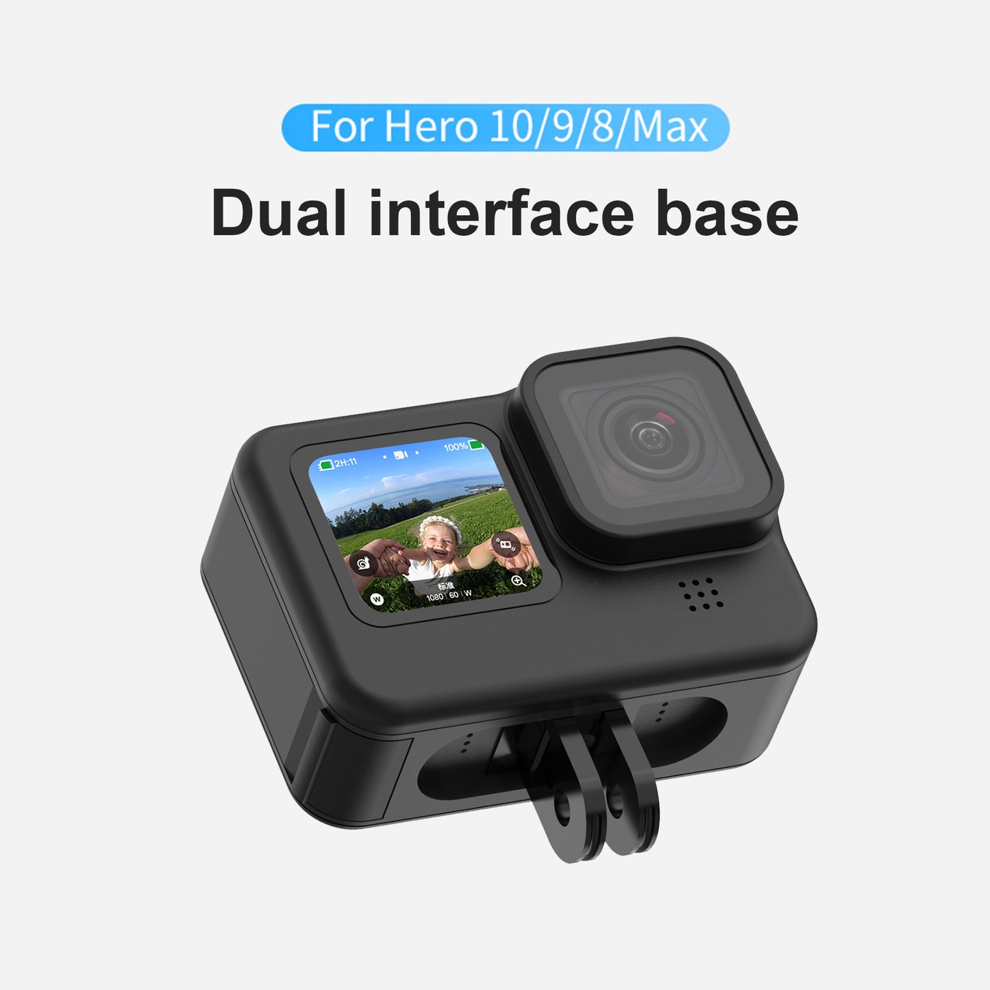 TELESIN Dual Port Connector Action Camera Bottom Adapter for GoPro Hero 9 / 10 / 11 / 8