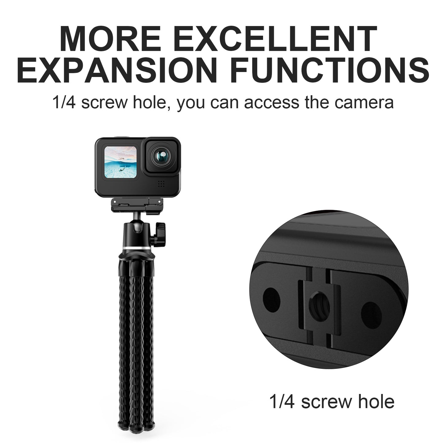 TELESIN Dual Port Connector Action Camera Bottom Adapter for GoPro Hero 9 / 10 / 11 / 8