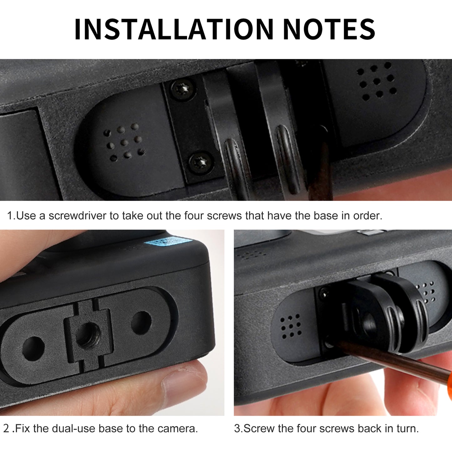 TELESIN Dual Port Connector Action Camera Bottom Adapter for GoPro Hero 9 / 10 / 11 / 8