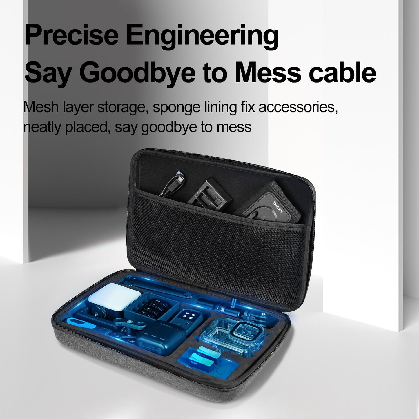 Uniqkart GP-PRC-311 Large Size Portable Shockproof Camera Carrying Case Zipper Storage Bag with Wrist Strap for GoPro Hero 9 / 10 / 11