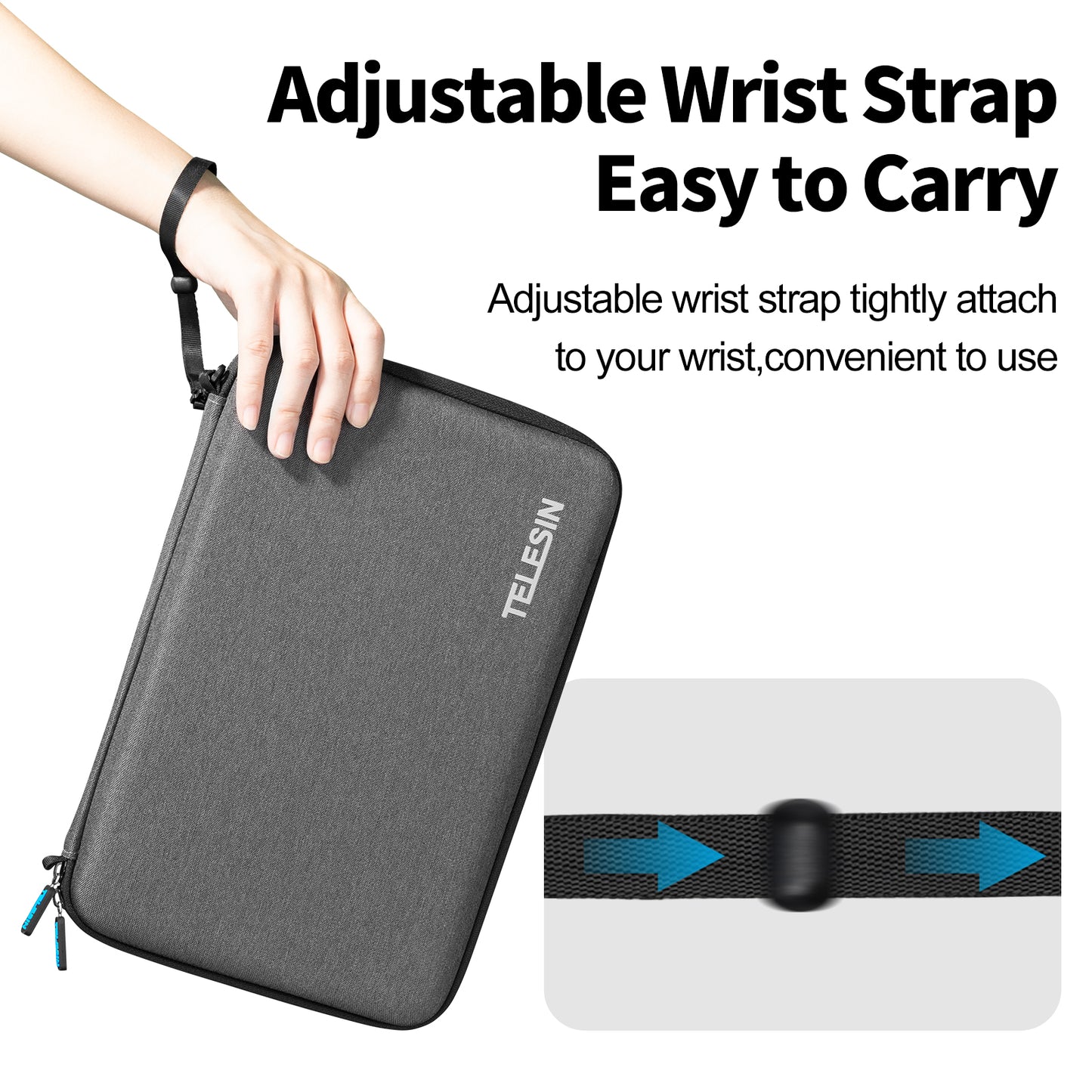 Uniqkart GP-PRC-311 Large Size Portable Shockproof Camera Carrying Case Zipper Storage Bag with Wrist Strap for GoPro Hero 9 / 10 / 11