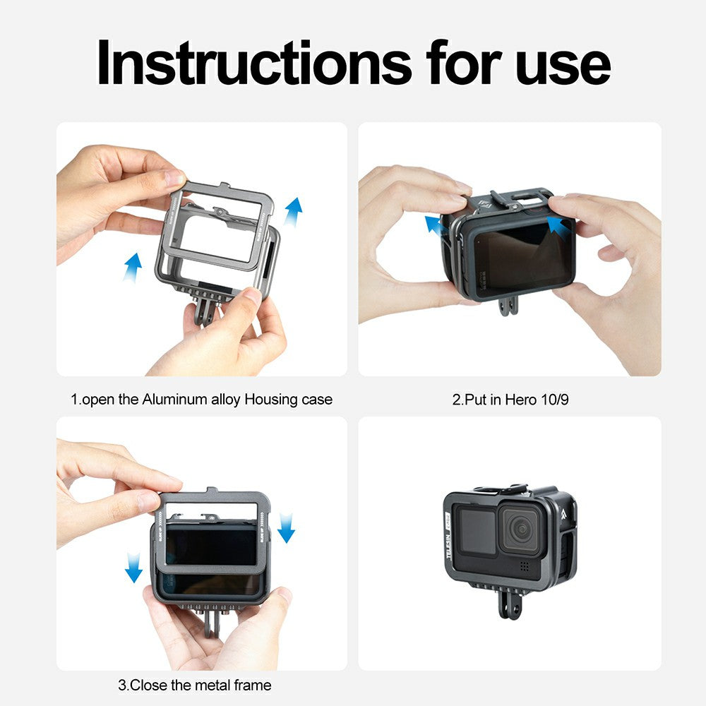 Uniqkart GP-FMS-901 Camera Protective Frame Anti-drop Metal Housing Case for GoPro Hero 9 / 10 / 11