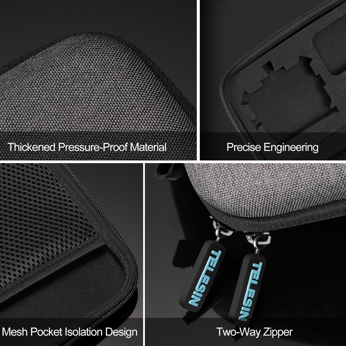 Uniqkart GP-PRC-213 Medium Size Portable Shockproof Camera Accessories Carrying Case Storage Bag with Wrist Strap for GoPro Hero 9 / 10 / 11