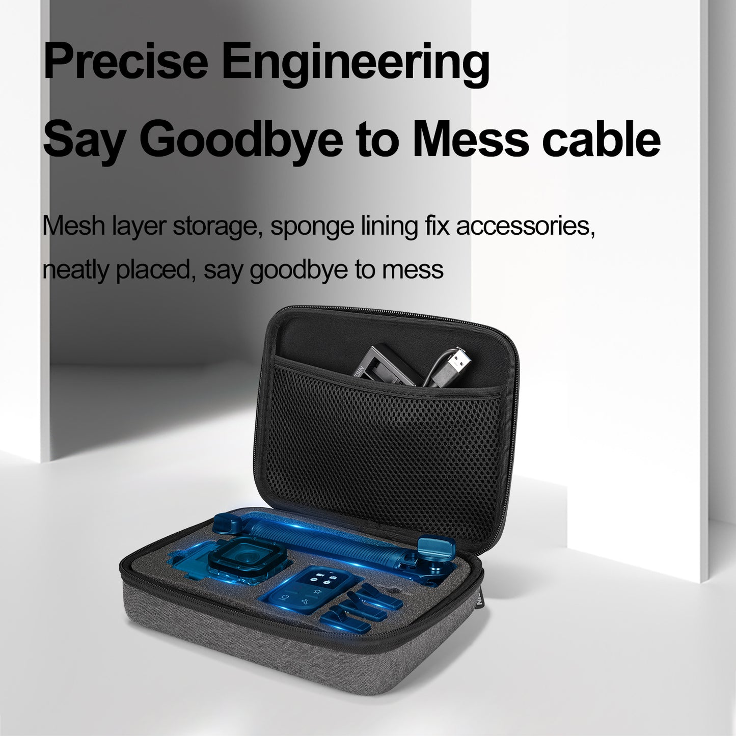 Uniqkart GP-PRC-213 Medium Size Portable Shockproof Camera Accessories Carrying Case Storage Bag with Wrist Strap for GoPro Hero 9 / 10 / 11