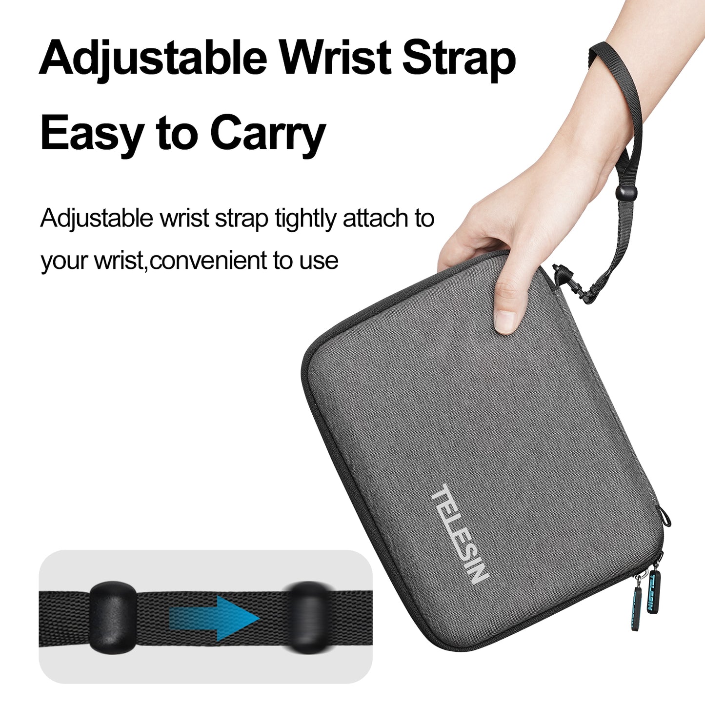 Uniqkart GP-PRC-213 Medium Size Portable Shockproof Camera Accessories Carrying Case Storage Bag with Wrist Strap for GoPro Hero 9 / 10 / 11