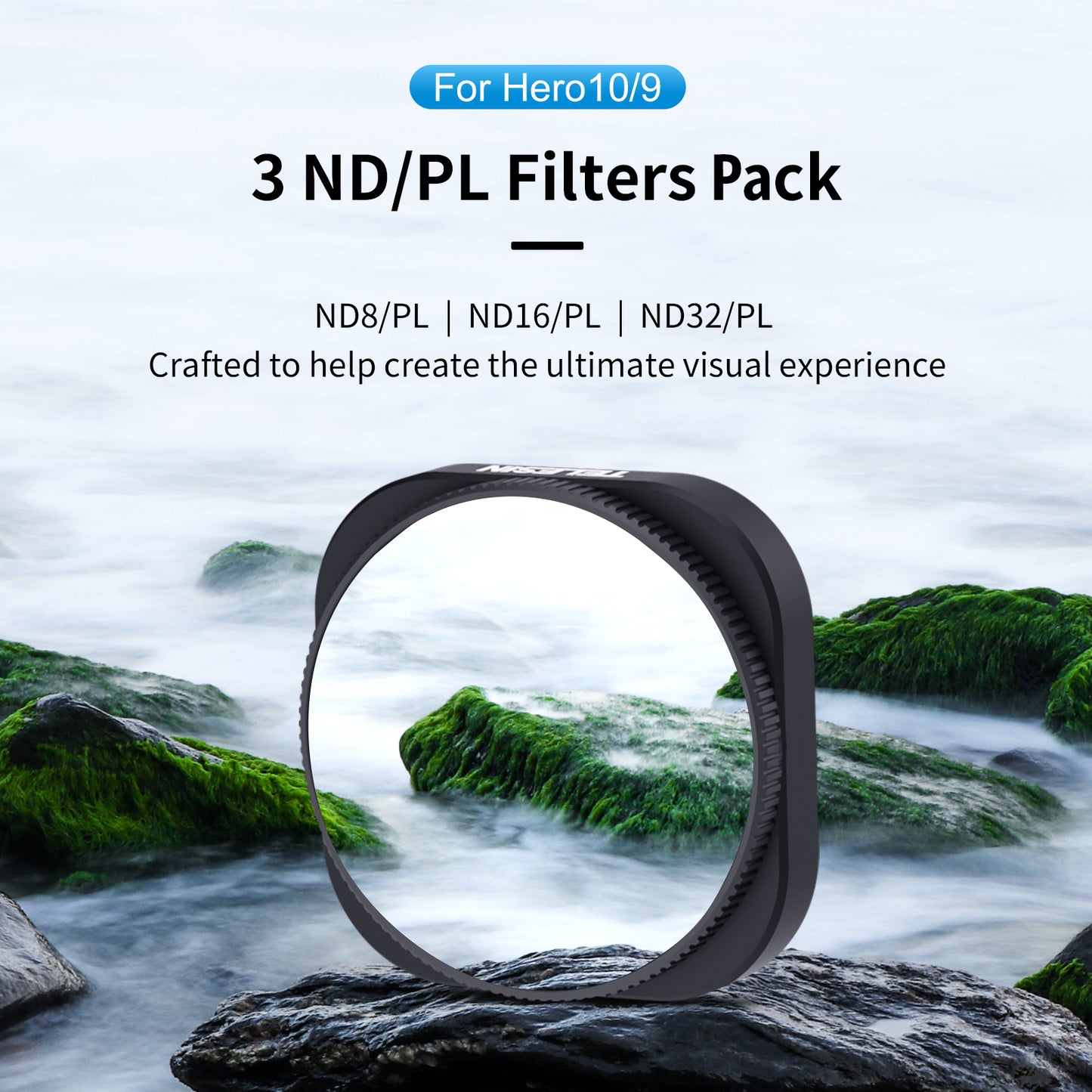 Uniqkart GP-FLT-906 3Pcs / Set ND8-PL ND16-PL ND32-PL Filter Lens Accessories for GoPro Hero 9 / 10 / 11 Action Camera