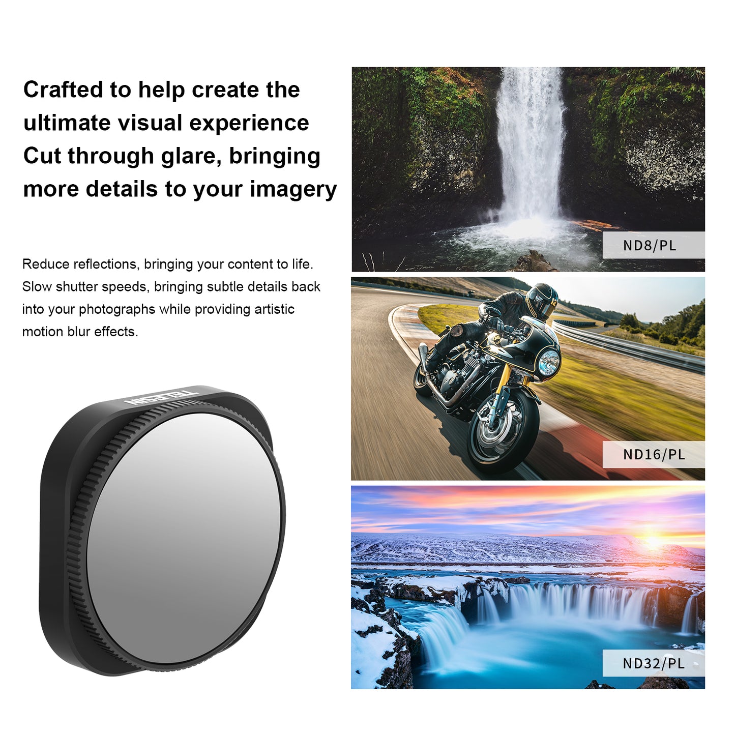 Uniqkart GP-FLT-906 3Pcs / Set ND8-PL ND16-PL ND32-PL Filter Lens Accessories for GoPro Hero 9 / 10 / 11 Action Camera