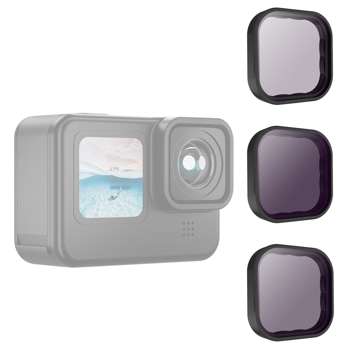 Uniqkart GP-FLT-902 3Pcs / Set ND8 / 16 / 32 Filter Lens Action Camera Accessories for GoPro Hero 9 / 10 / 11