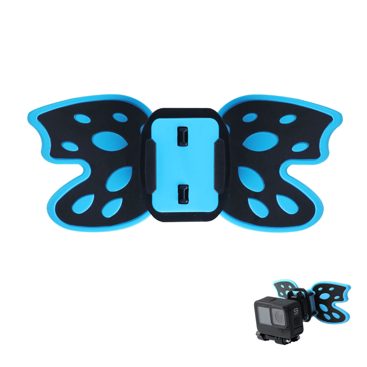 AT1265 Butterfly Design Motorcycle Helmet Chin Mount Holder Foldable Camera Bracket Stand for GoPro Hero - Blue