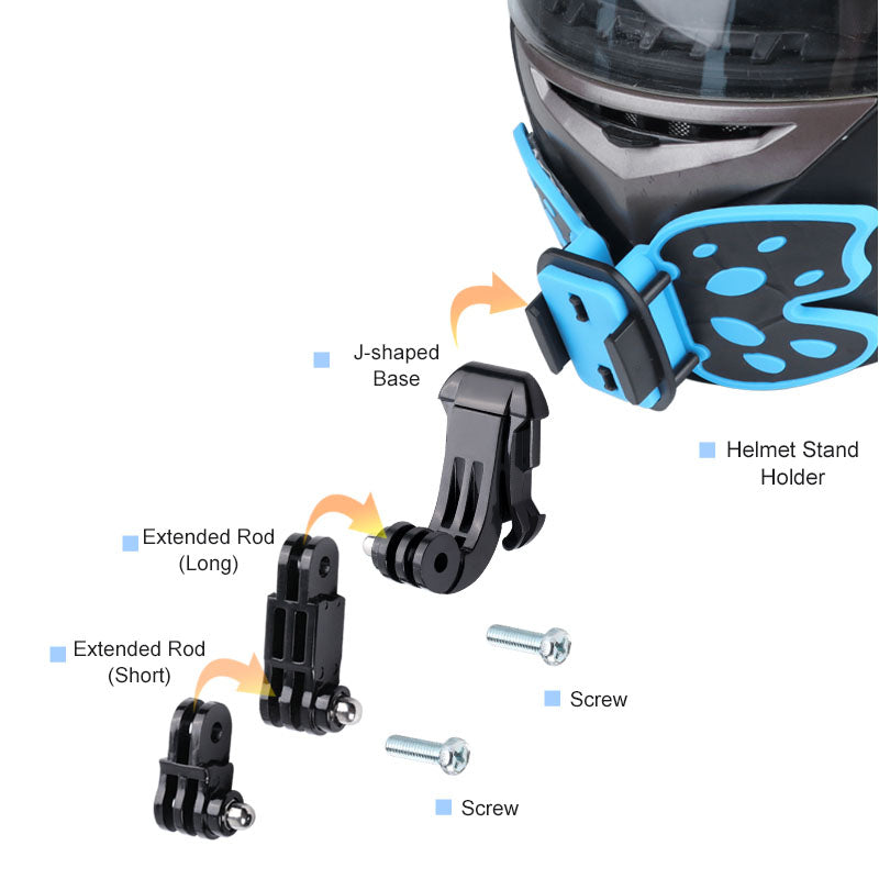 AT1265 Butterfly Design Motorcycle Helmet Chin Mount Holder Foldable Camera Bracket Stand for GoPro Hero - Black