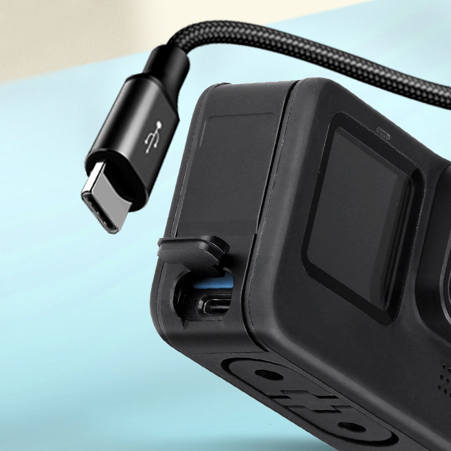 AT1270 Aluminum Alloy Camera Battery Cover Charging Side Cover with Dustproof Lid for GoPro Hero 10/9