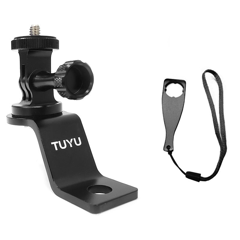 Uniqkart CNC Aluminum Alloy Motorcycle Rearview Mirror Mount Bracket Action Camera Holder Stent - Black