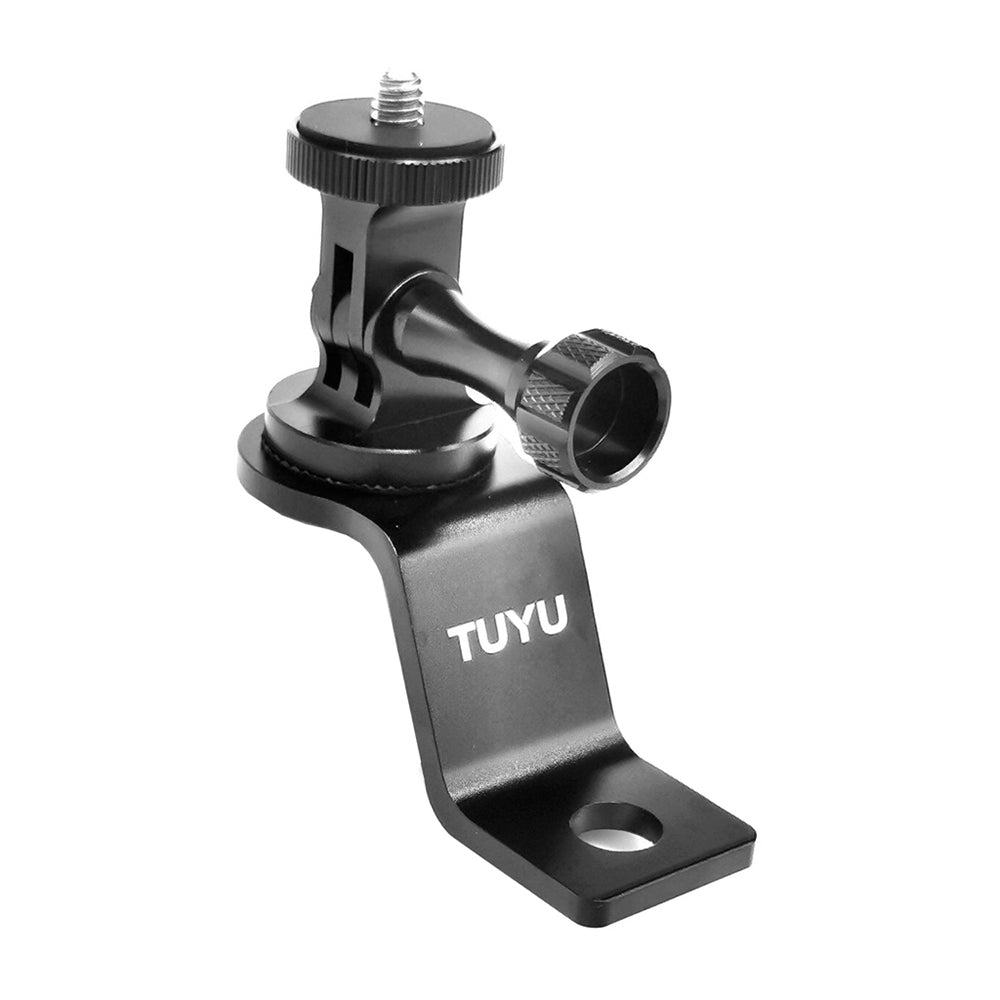 Uniqkart CNC Aluminum Alloy Motorcycle Rearview Mirror Mount Bracket Action Camera Holder Stent - Black