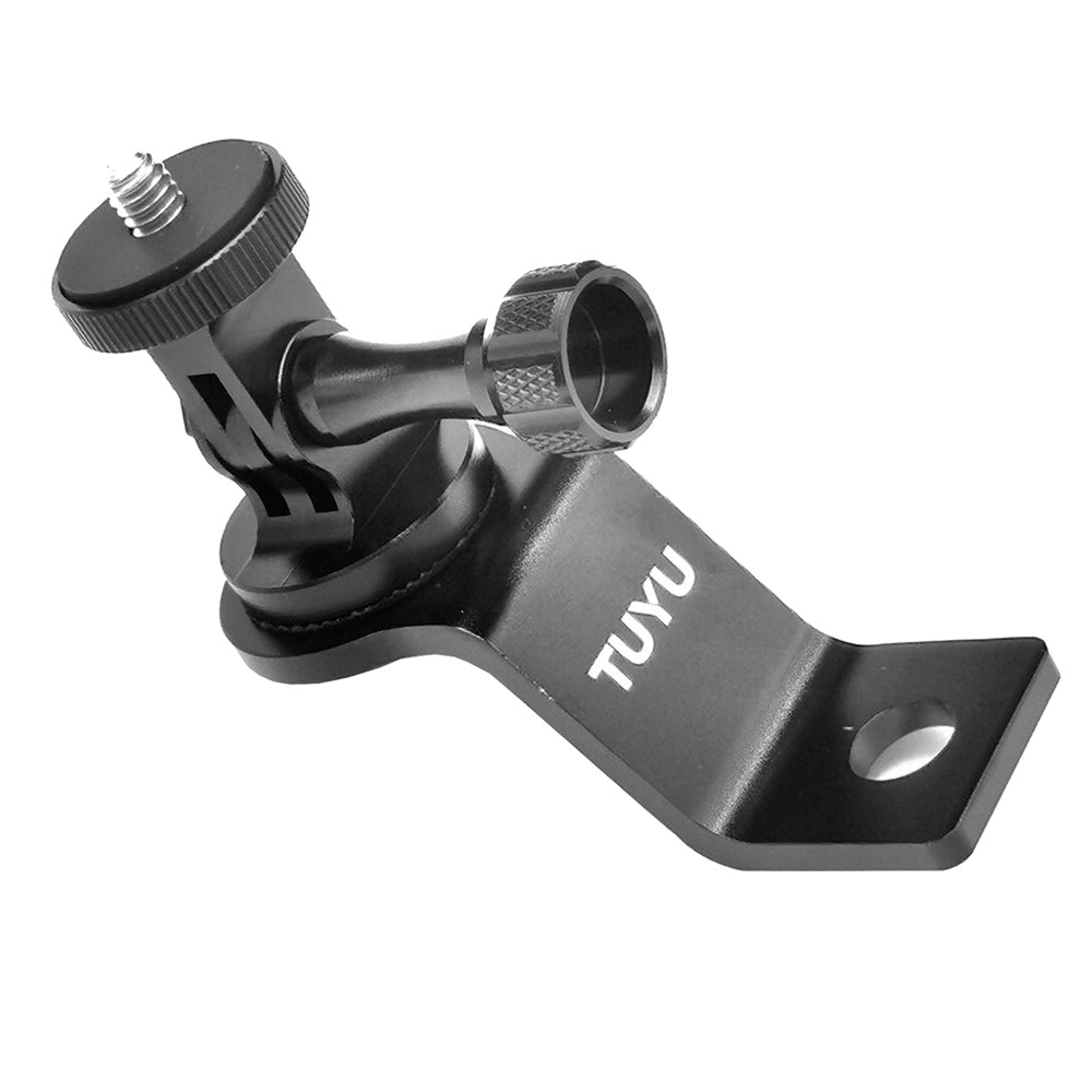 Uniqkart CNC Aluminum Alloy Motorcycle Rearview Mirror Mount Bracket Action Camera Holder Stent - Black