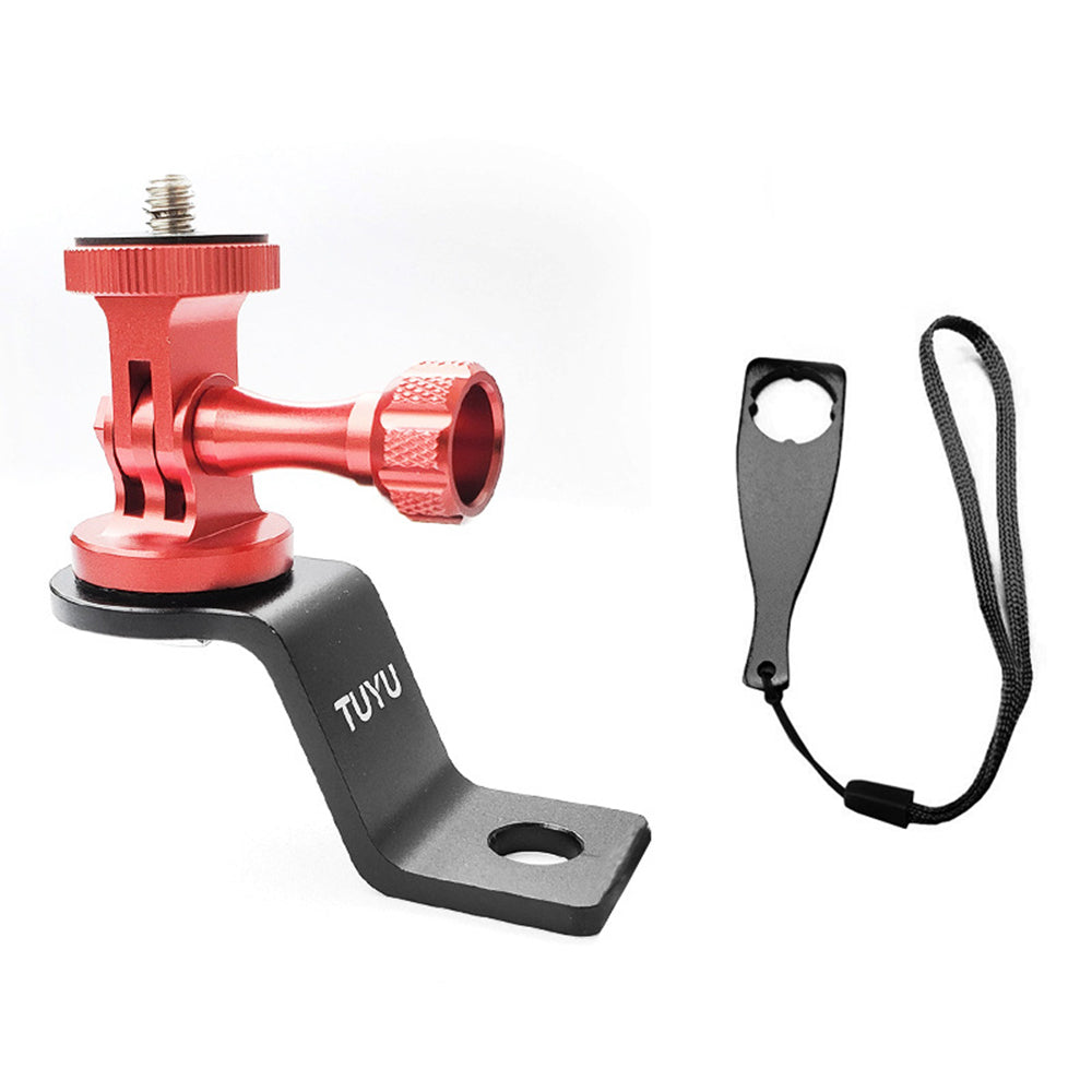 Uniqkart CNC Aluminum Alloy Motorcycle Rearview Mirror Mount Bracket Action Camera Holder Stent - Red