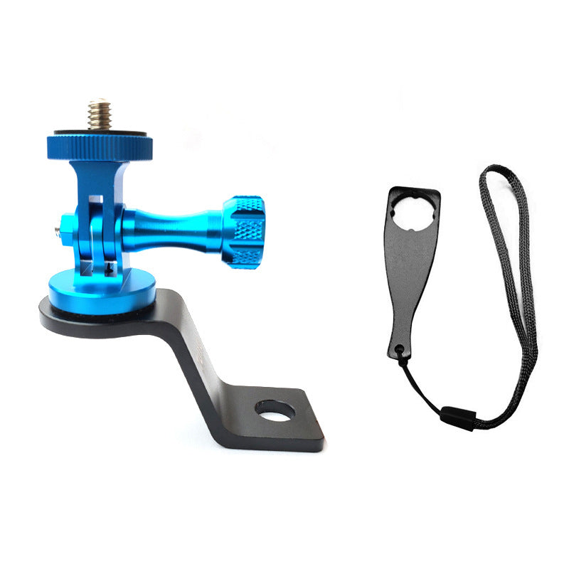 Uniqkart CNC Aluminum Alloy Motorcycle Rearview Mirror Mount Bracket Action Camera Holder Stent - Blue