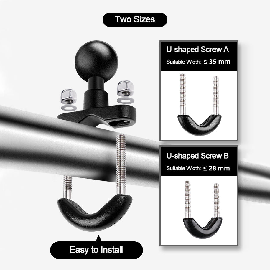 AT1234 9.5cm Motorcycle Bicycle Handlebar Mount Camera Holder Bike Cycling Action Camera Bracket with Screw and Adapter