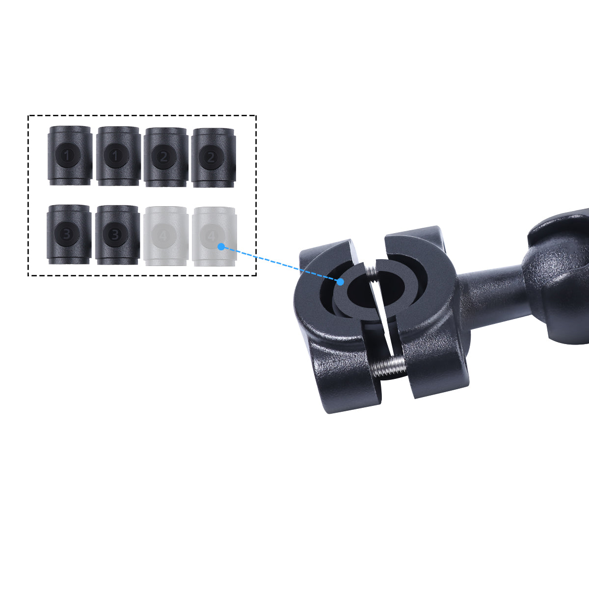 AT1233 9.5cm Car Headrest Motorcycle Rearview Mirror Camera Holder Mount Bracket Adapter Screw Set