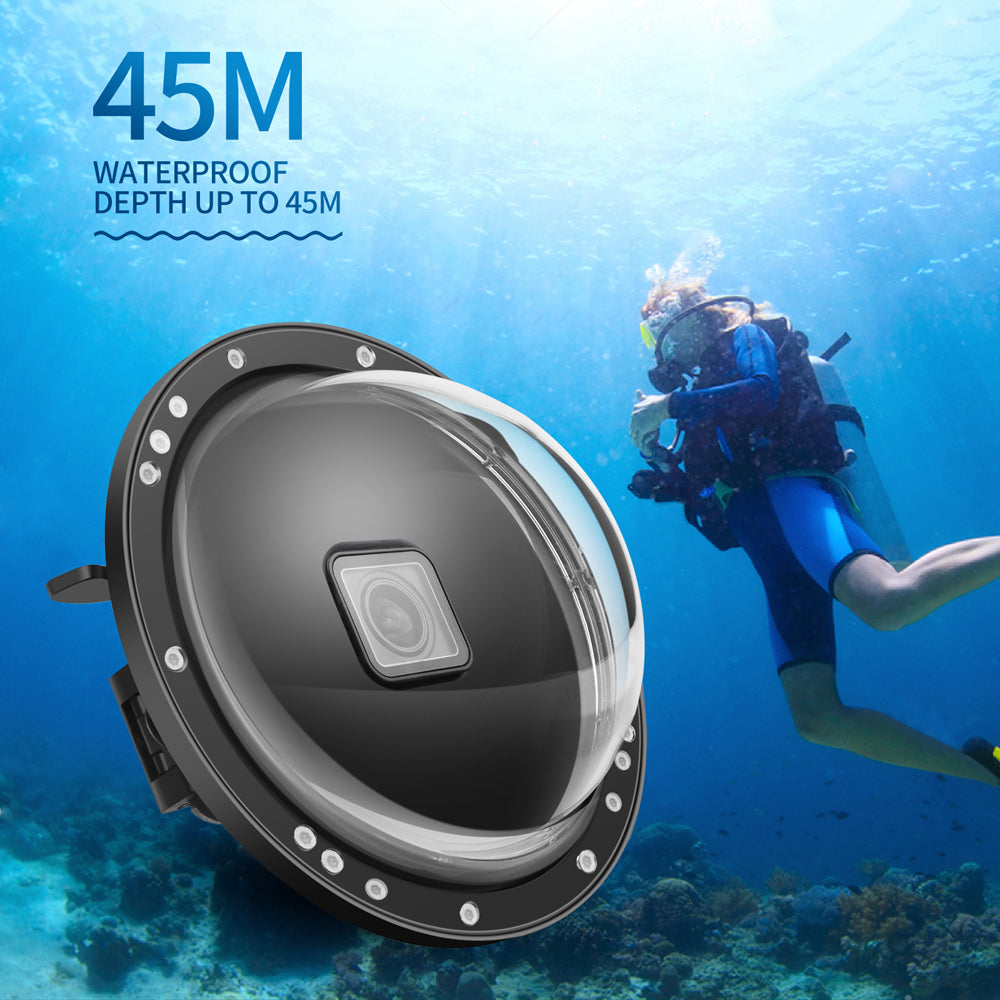 Shoot XTGP548 Underwater Dome Port Dual Handle Waterproof Housing Diving Protective Case for GoPro Hero 8