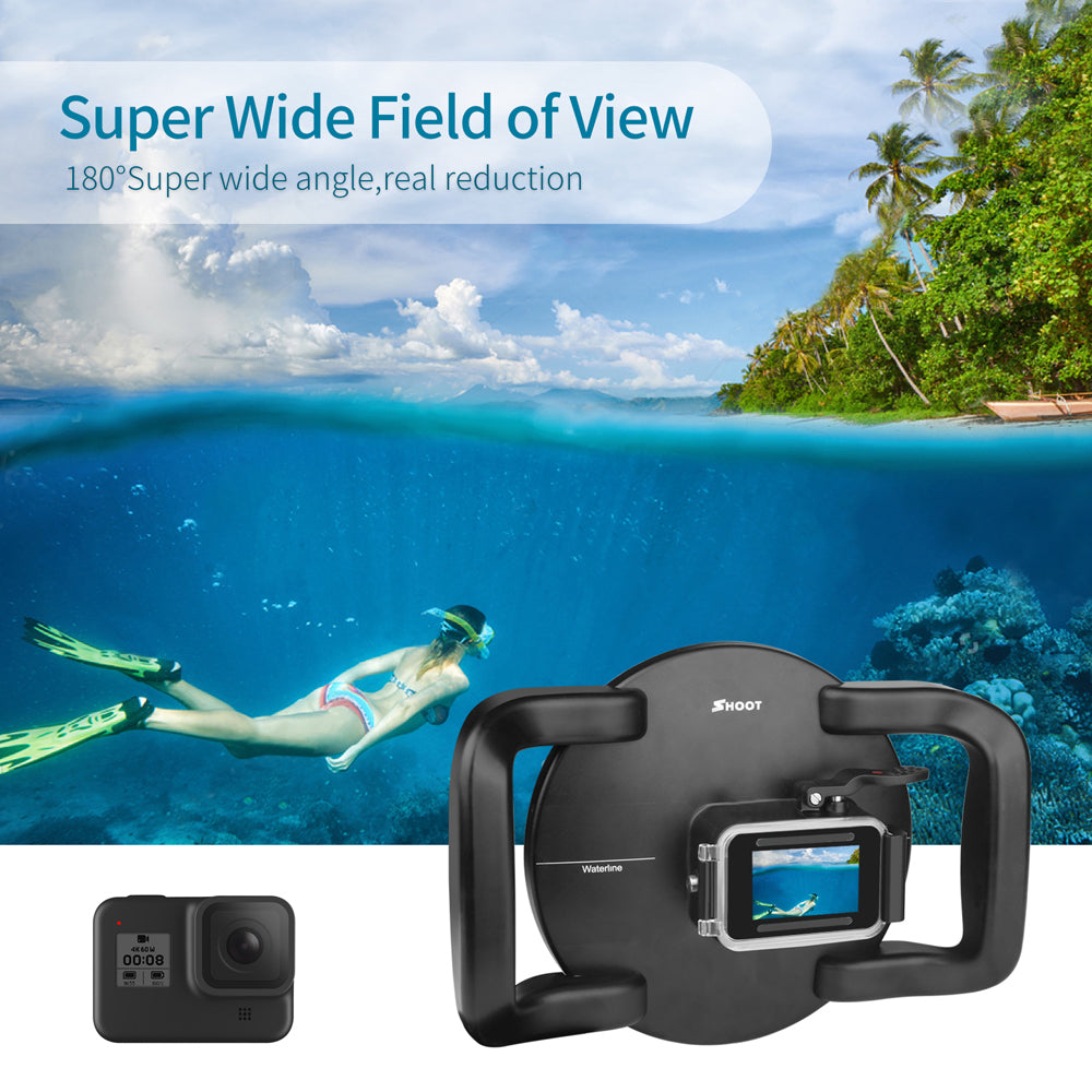Shoot XTGP548 Underwater Dome Port Dual Handle Waterproof Housing Diving Protective Case for GoPro Hero 8