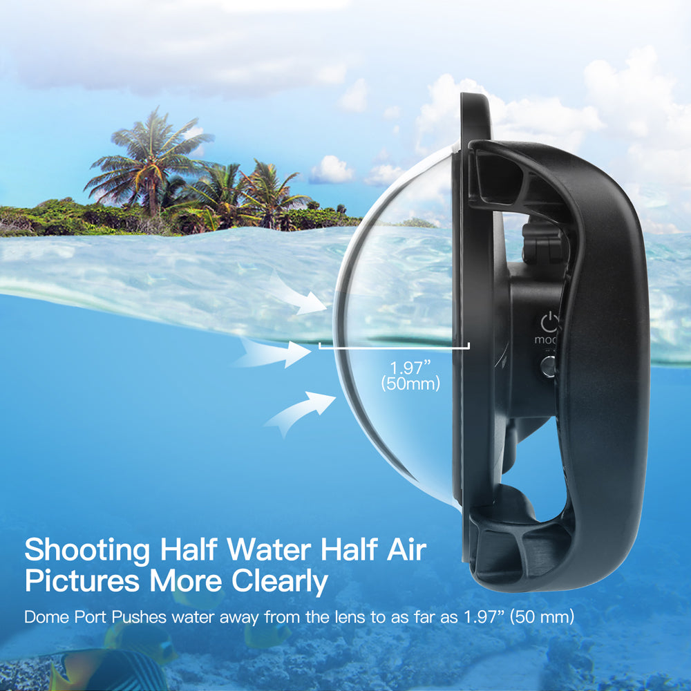 Shoot XTGP548 Underwater Dome Port Dual Handle Waterproof Housing Diving Protective Case for GoPro Hero 8