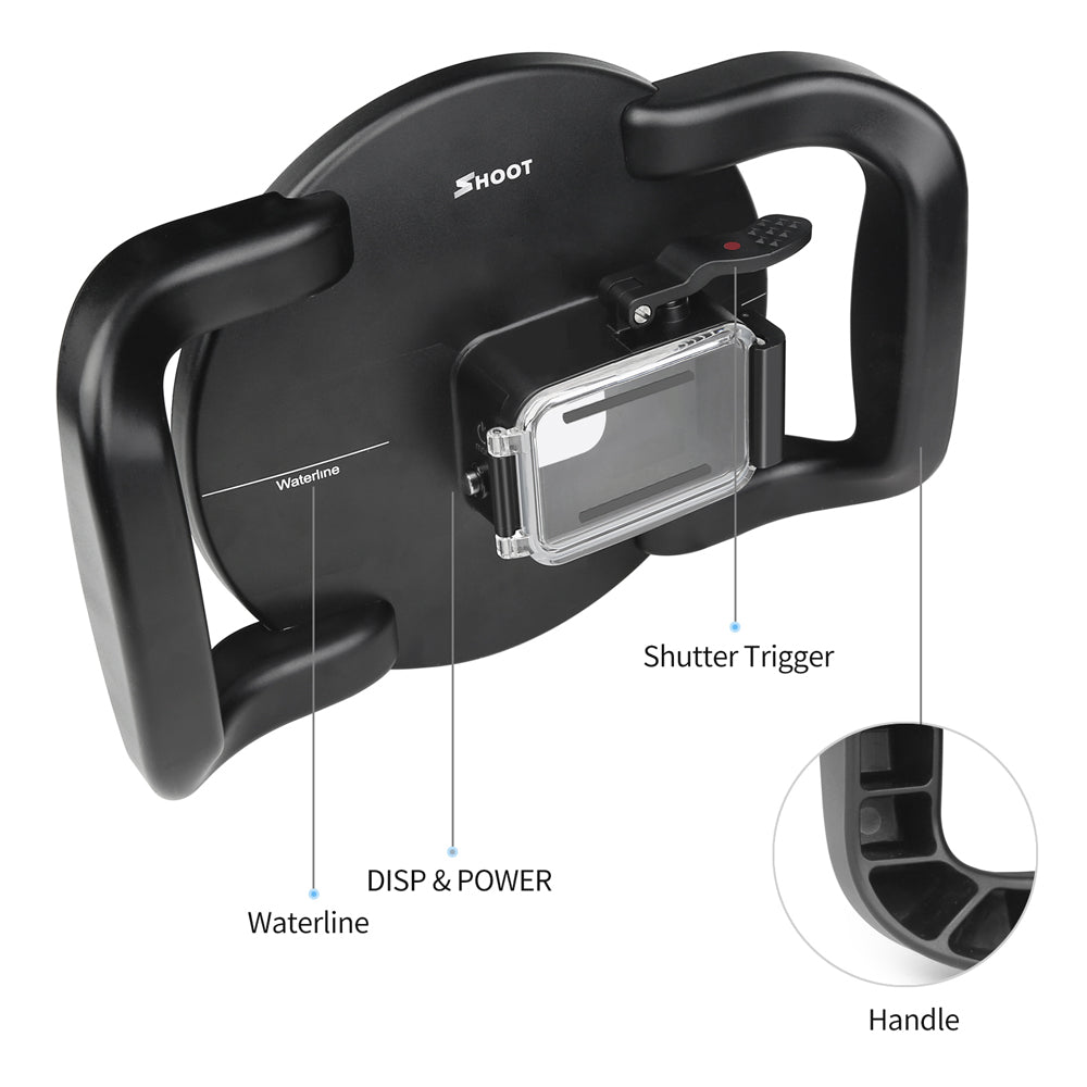 Shoot XTGP548 Underwater Dome Port Dual Handle Waterproof Housing Diving Protective Case for GoPro Hero 8