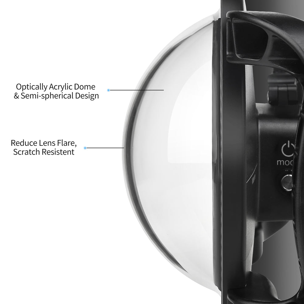 Shoot XTGP548 Underwater Dome Port Dual Handle Waterproof Housing Diving Protective Case for GoPro Hero 8